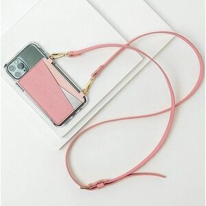 MOXYO - Crossbody Phone Wallet Strap, Stick on Wallet and Strap (Pink)